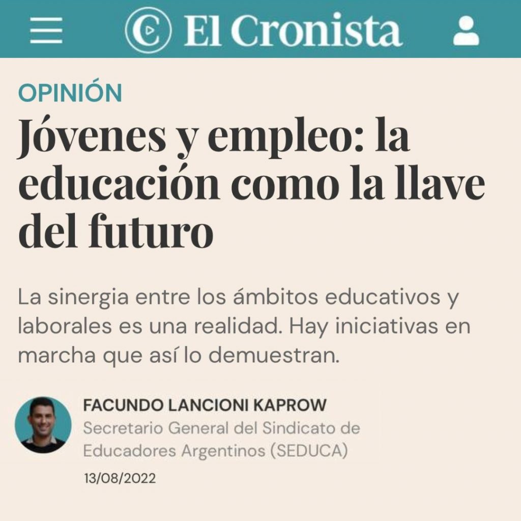 Facundo Lancioni Kaprow Secretario General del Sindicato de Educadores Argentinos (SEducA)