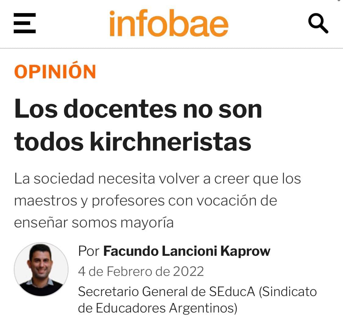 Facundo Lancioni Kaprow_infobae los docentes no son kircheristas